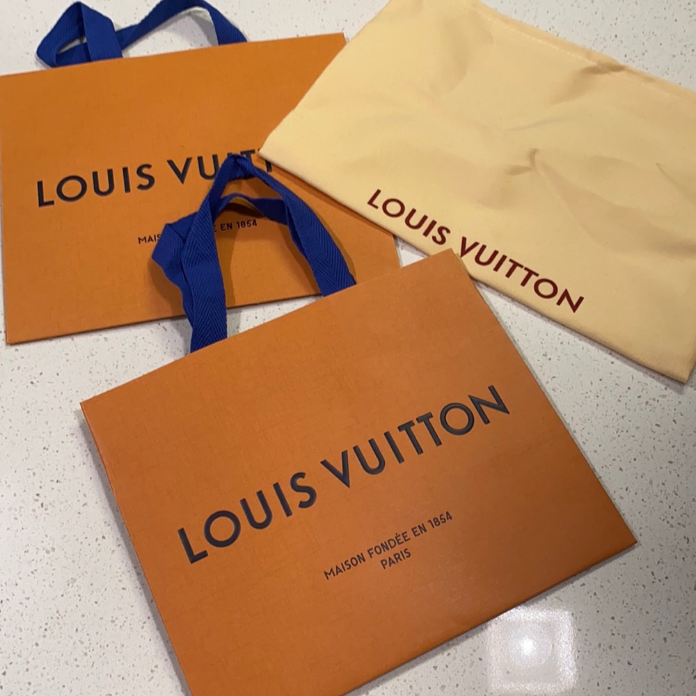 Louis Vuitton small shopping bags and a dust bag